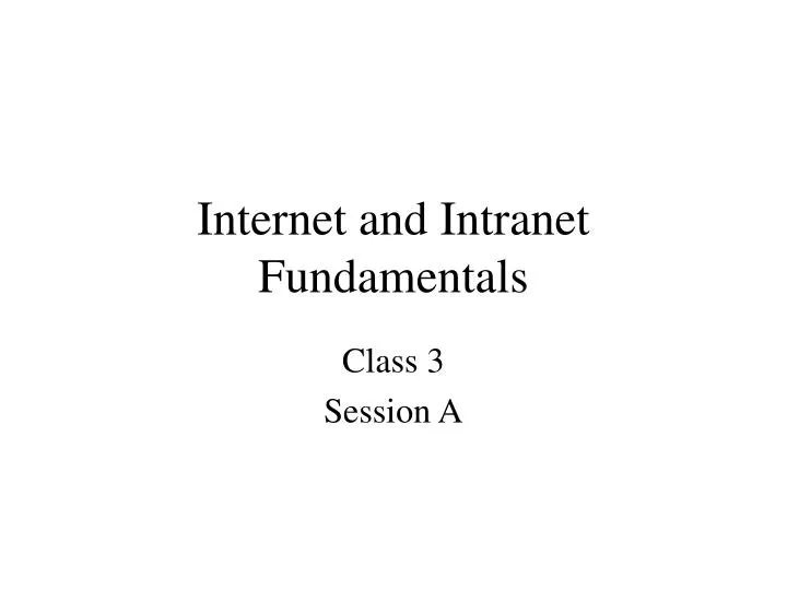 internet and intranet fundamentals n.