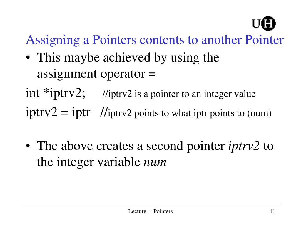 pointer assign to