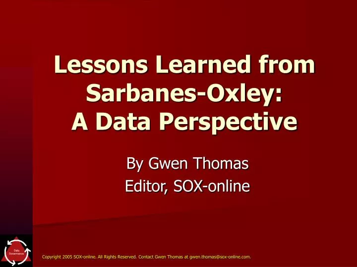 lessons learned from sarbanes oxley a data perspective n.