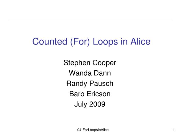 counted for loops in alice n.