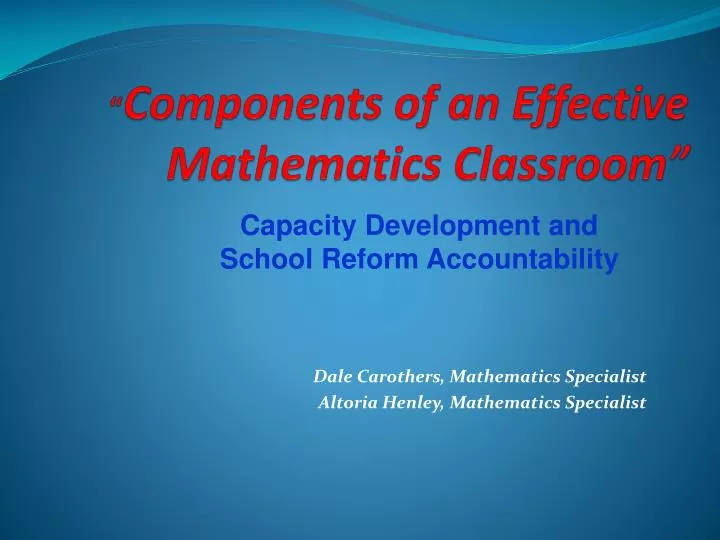 components of an effective mathematics classroom n.