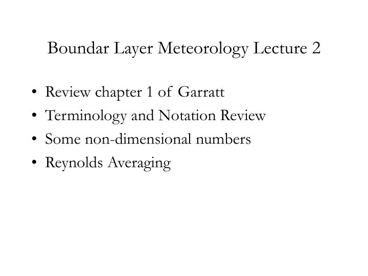 boundar layer meteorology lecture 2 n.