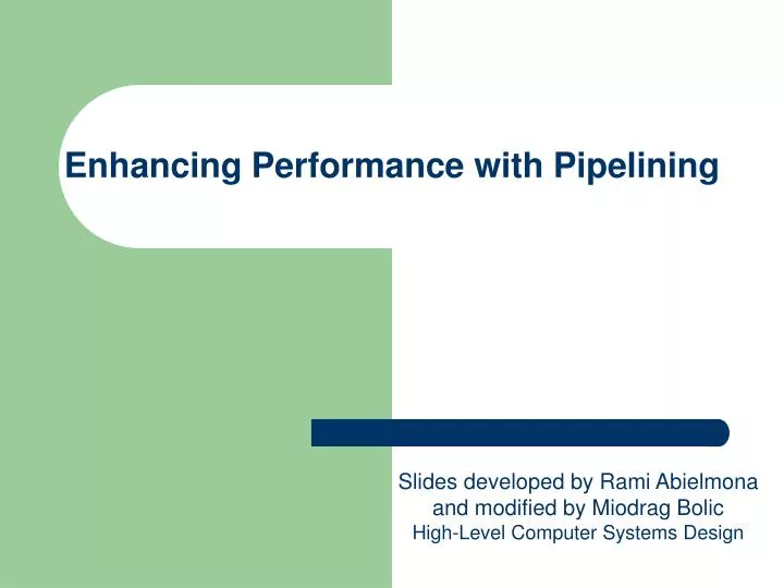 enhancing performance with pipelining n.
