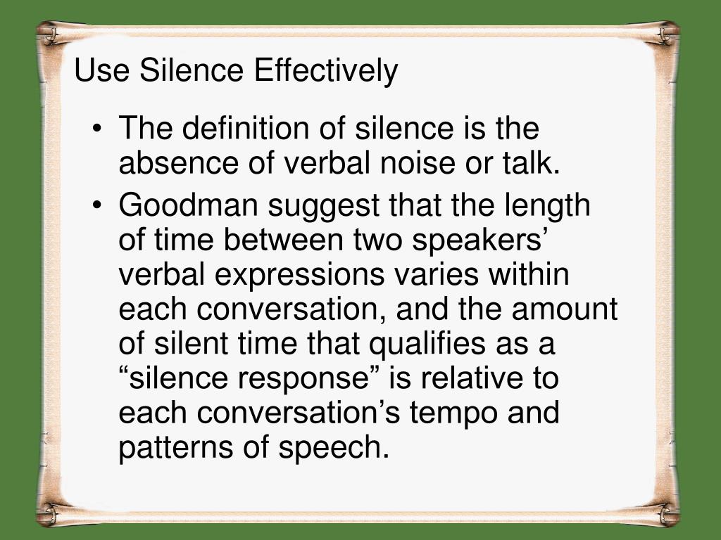 silence definition essays