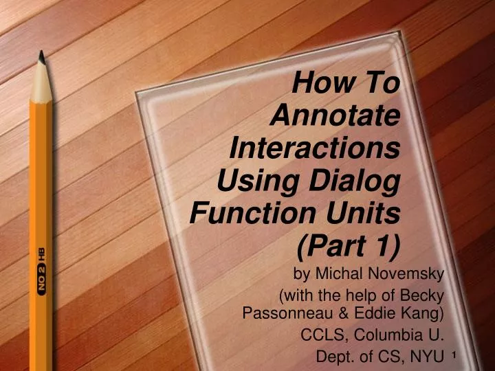 how to annotate interactions using dialog function units part 1 n.
