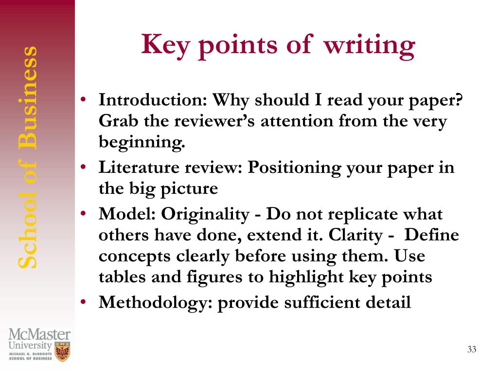 key points for research paper