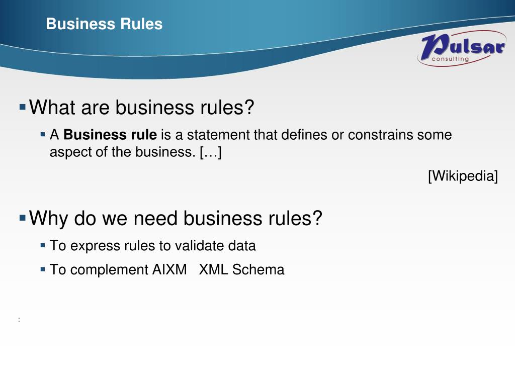 Business rules. Arinc 424. Business Intelligence Markup language. Business Rules b-31.