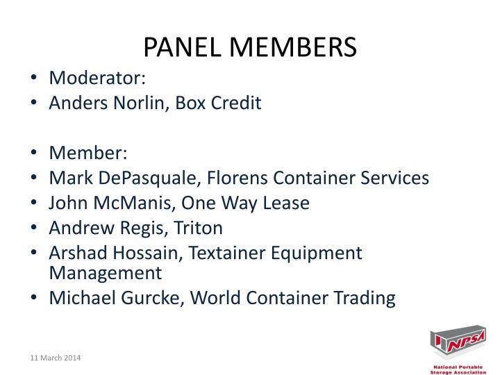 PPT - PANEL MEMBERS PowerPoint Presentation, free download - ID:286897