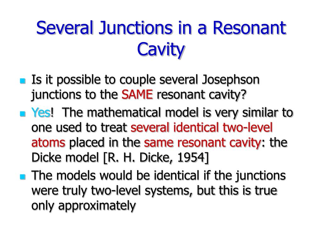 Ppt Small Josephson Junctions In Resonant Cavities Powerpoint
