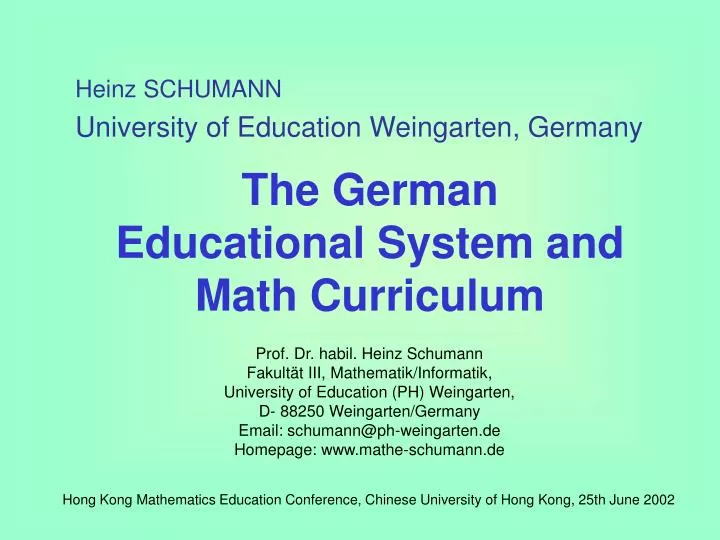 PPT The German Educational System and Math Curriculum PowerPoint Presentation ID287625
