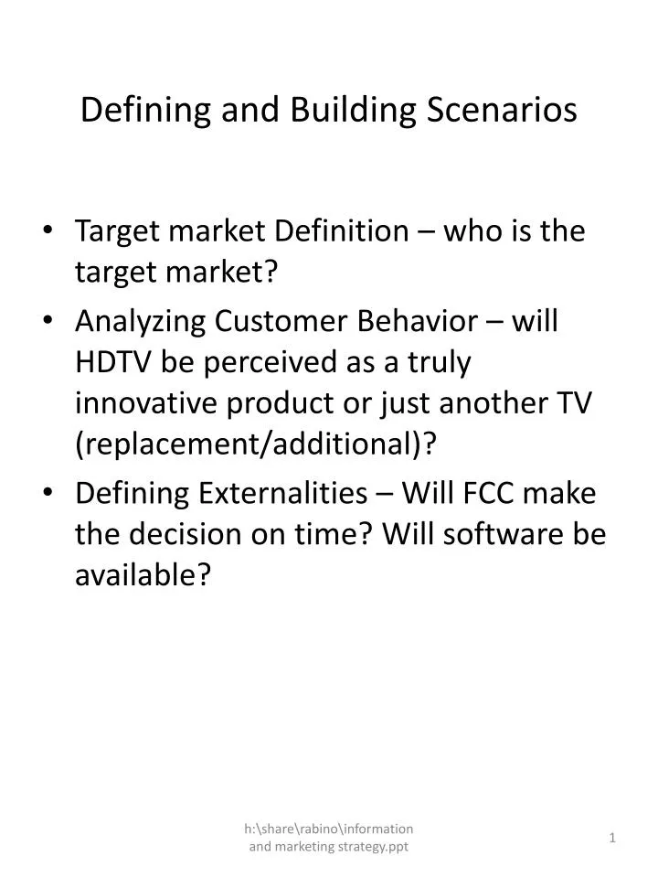 defining and building scenarios n.
