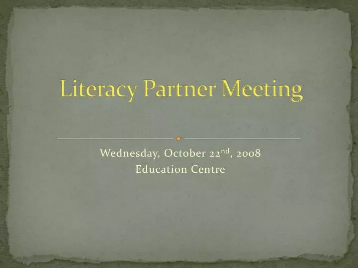 literacy partner meeting n.