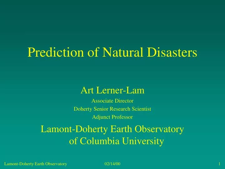prediction of natural disasters n.