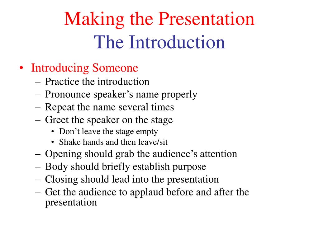 introduction while presentation