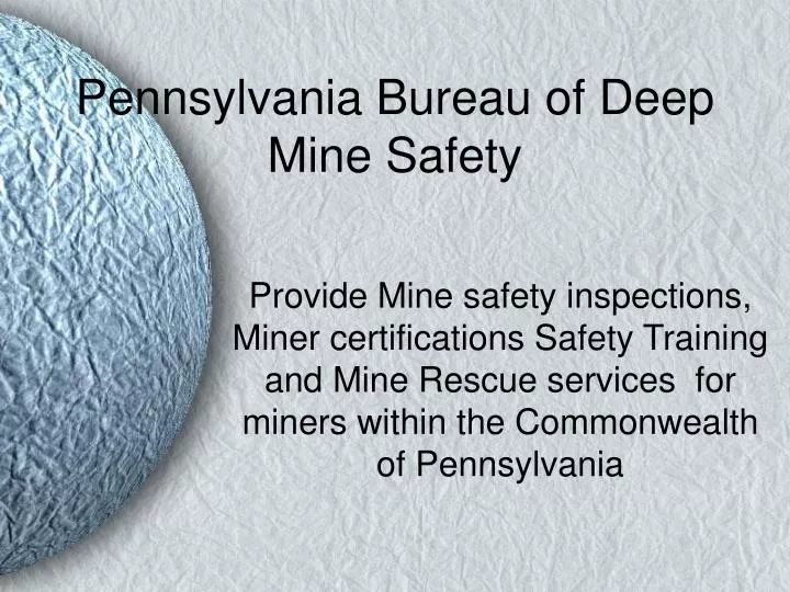 pennsylvania bureau of deep mine safety n.
