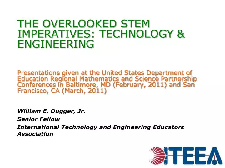 william e dugger jr senior fellow international technology and engineering educators association n.