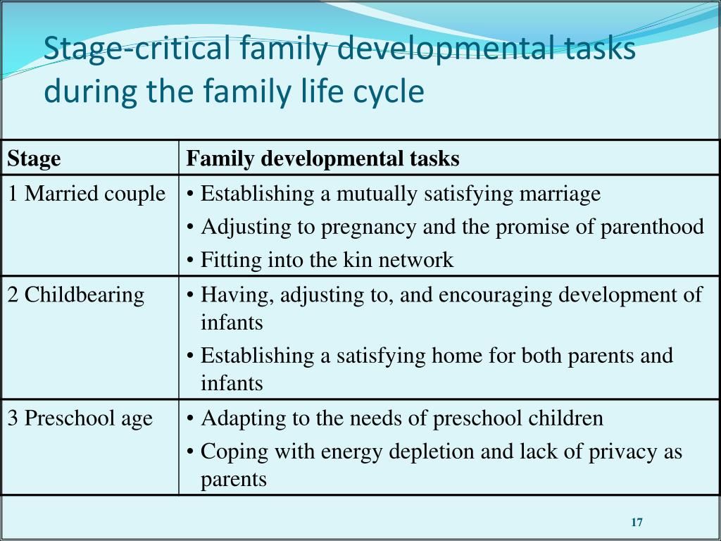 Developmental Stages Of Family Life Cycle