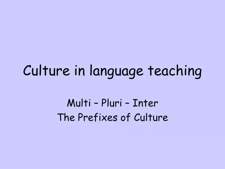 culture in language teaching n.