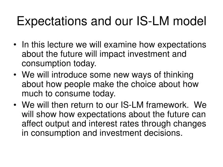 expectations and our is lm model n.
