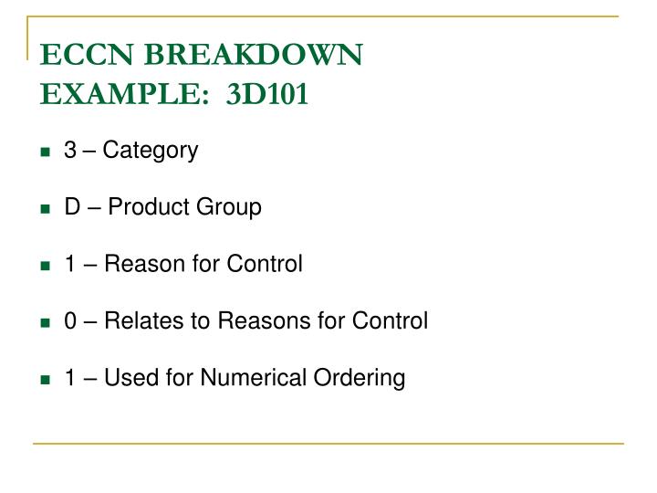 PPT EXPORT ADMINISTRATION REGULATIONS (EAR) CLASSIFICATION PROCESS PowerPoint Presentation