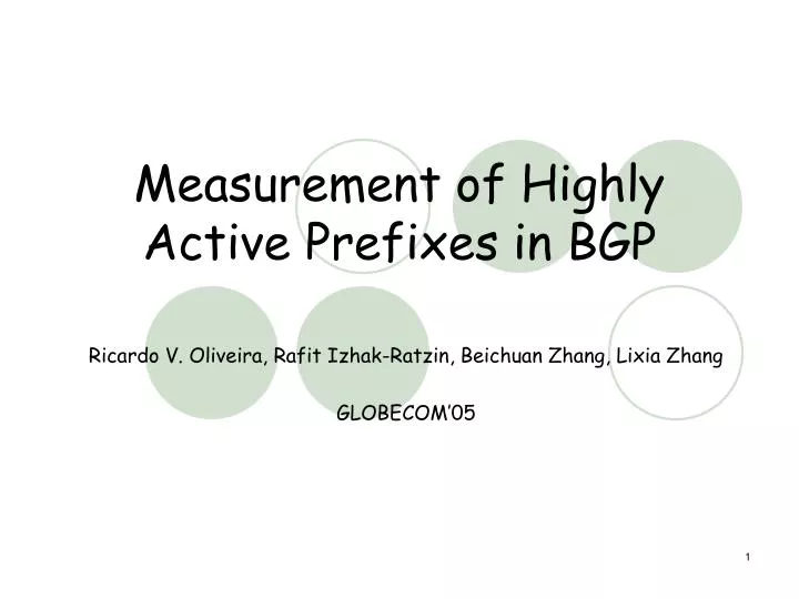 measurement of highly active prefixes in bgp n.