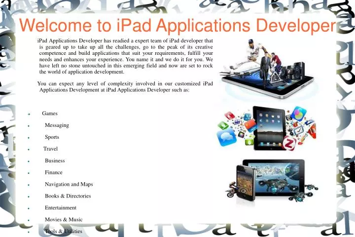 welcome to ipad applications developer n.