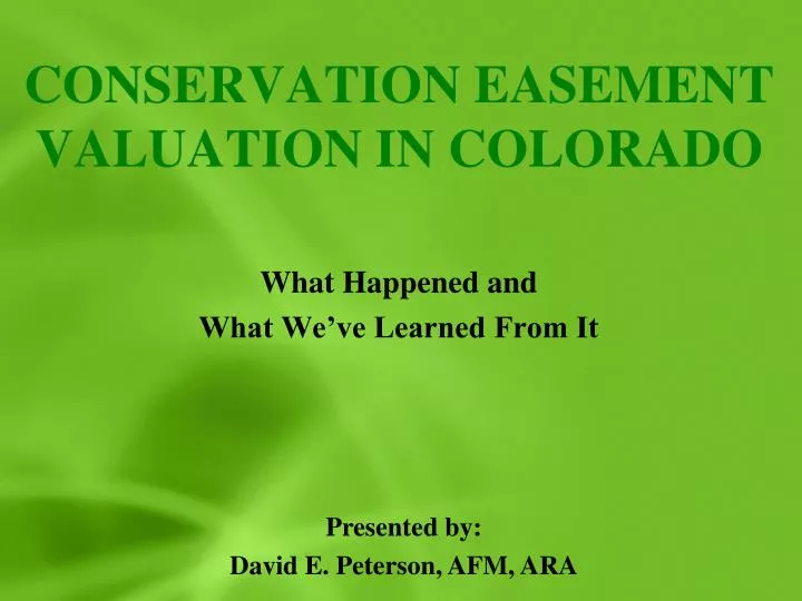 conservation easement valuation in colorado n.