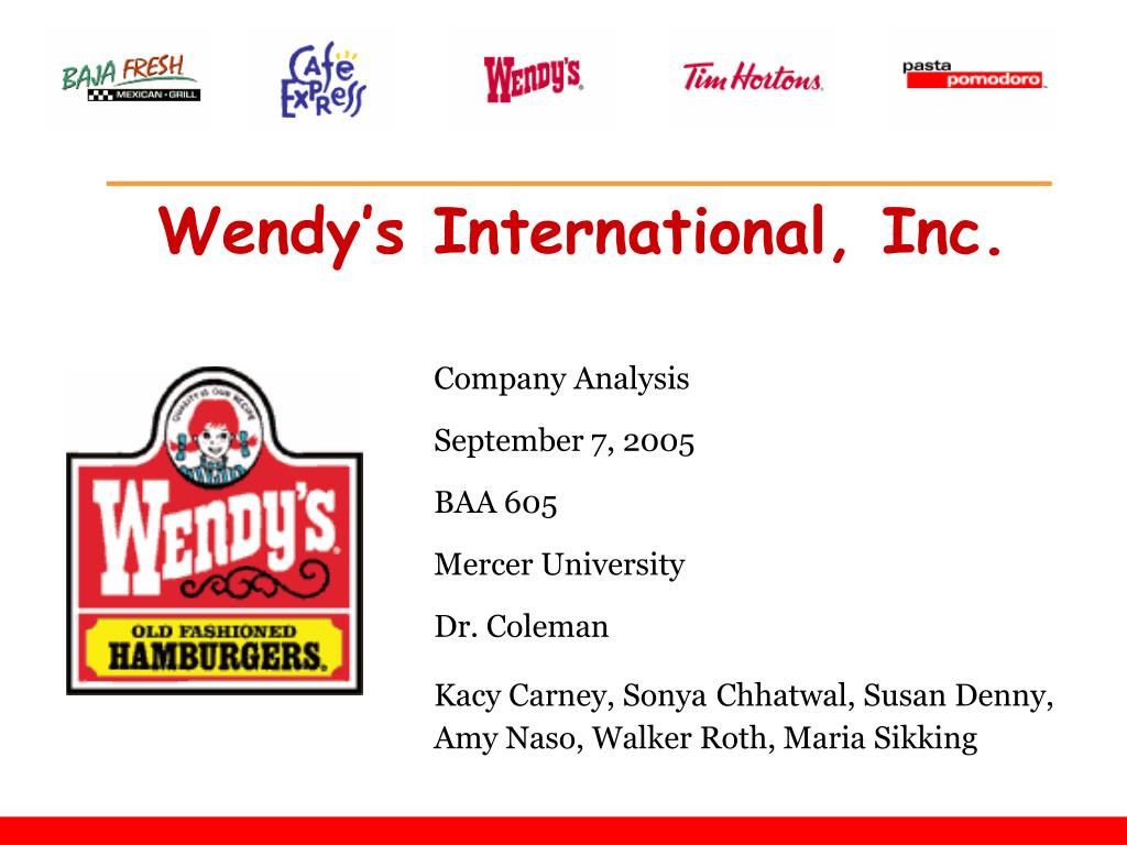PPT - Wendy's International, Inc. PowerPoint Presentation, free 