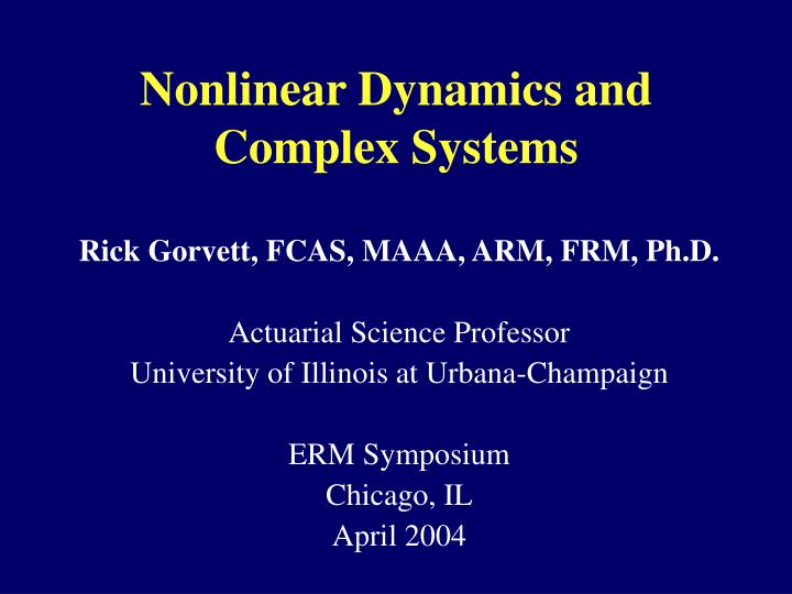 nonlinear dynamics and complex systems n.