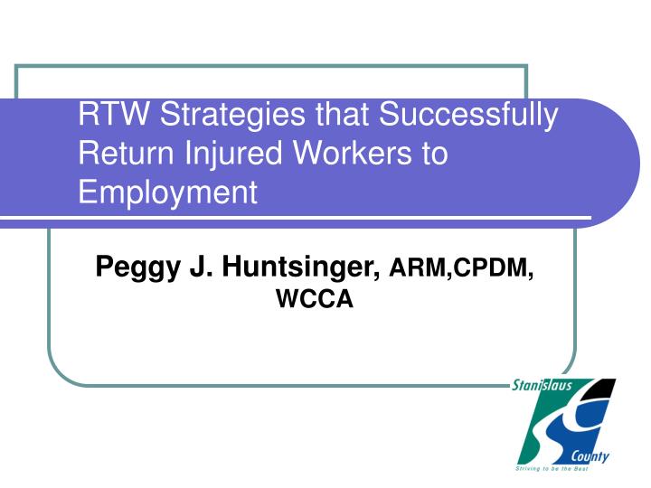 rtw strategies that successfully return injured workers to employment n.