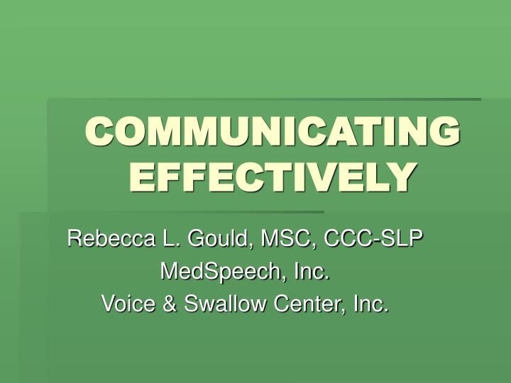 communicating effectively n.