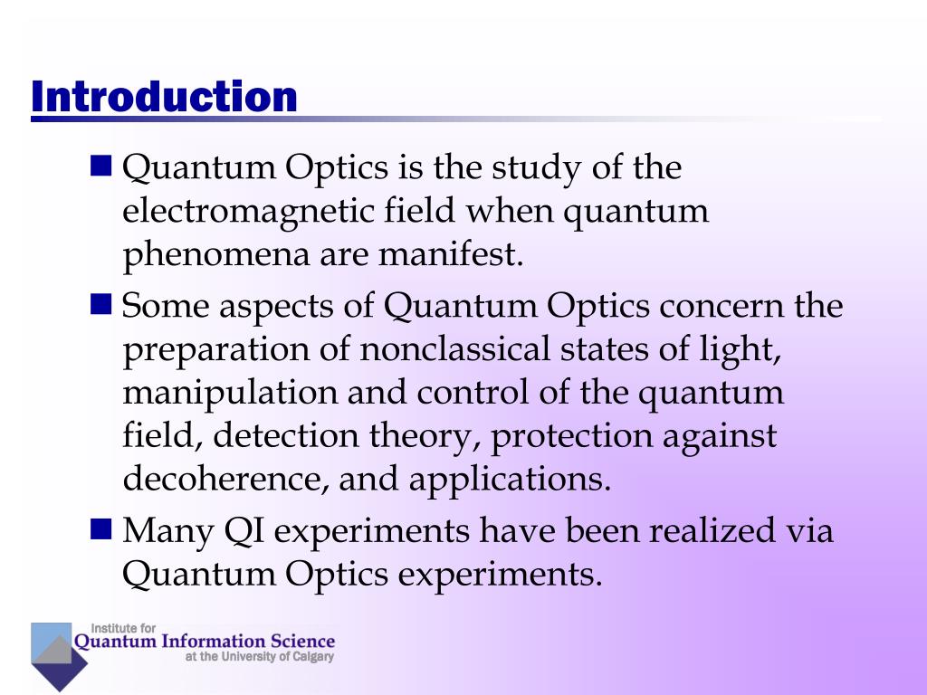 research topics on quantum optics