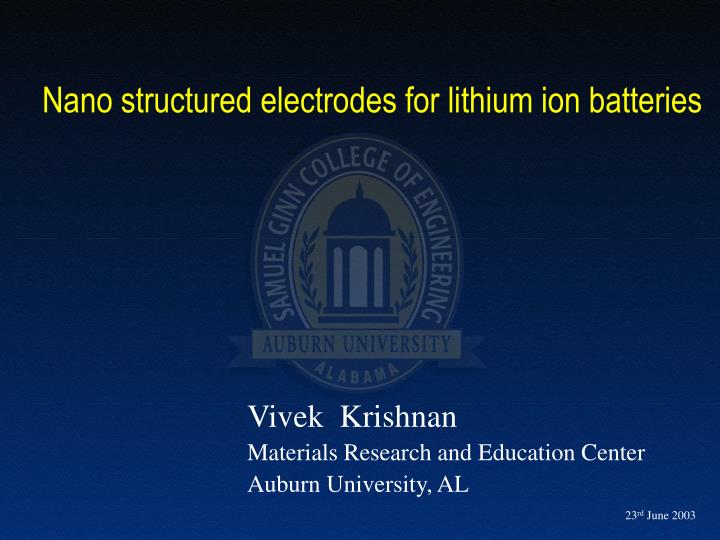 nano structured electrodes for lithium ion batteries n.