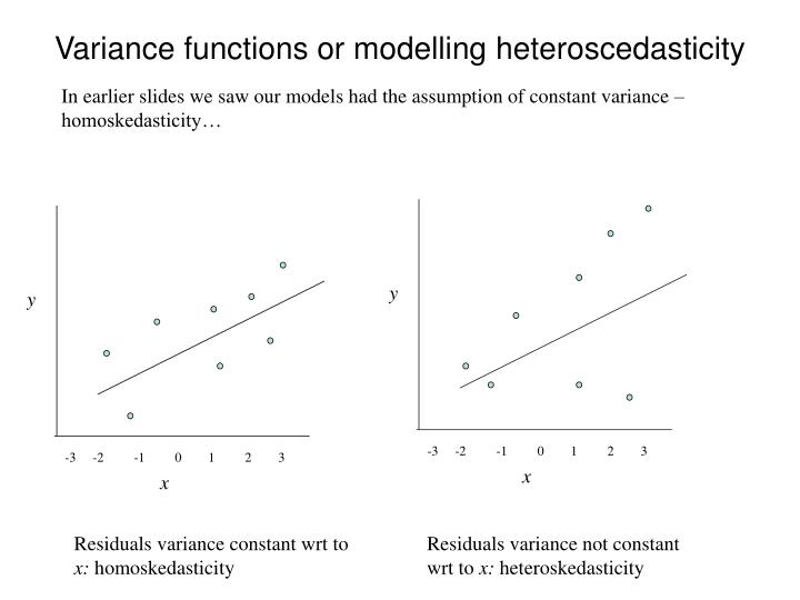 variance functions or modelling heteroscedasticity n.