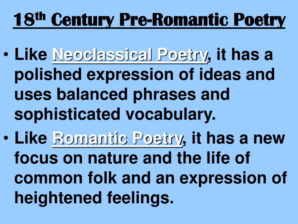 write a short essay on pre romantic poetry