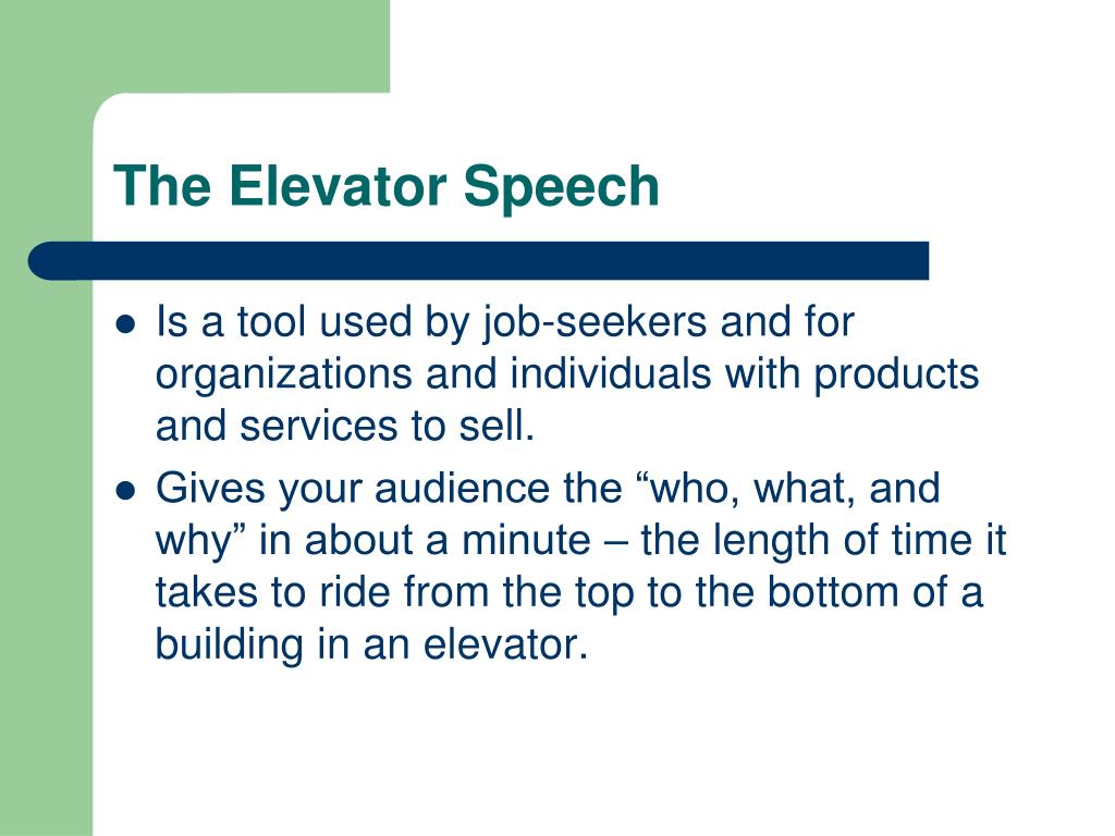 elevator speech information technology