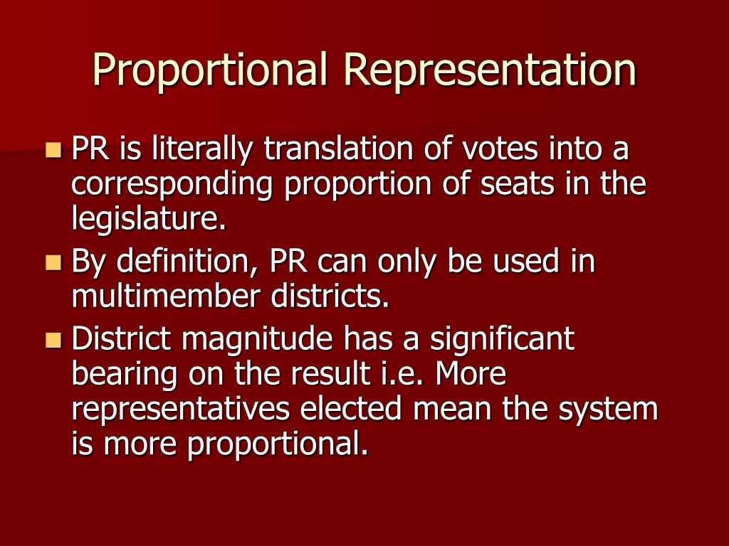 proportional representation definition government quizlet