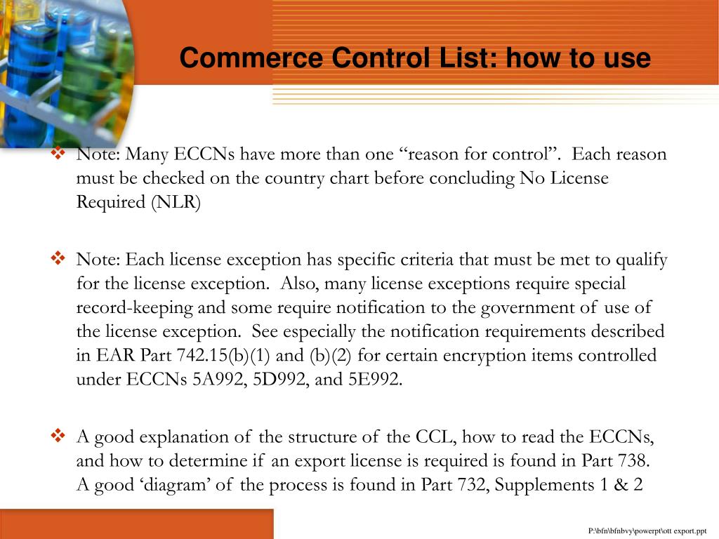 Commerce Control List Country Chart