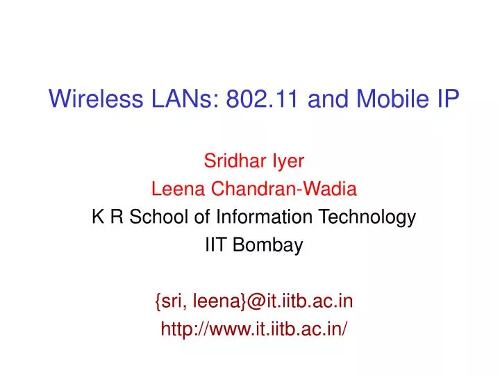 wireless lans 802 11 and mobile ip n.