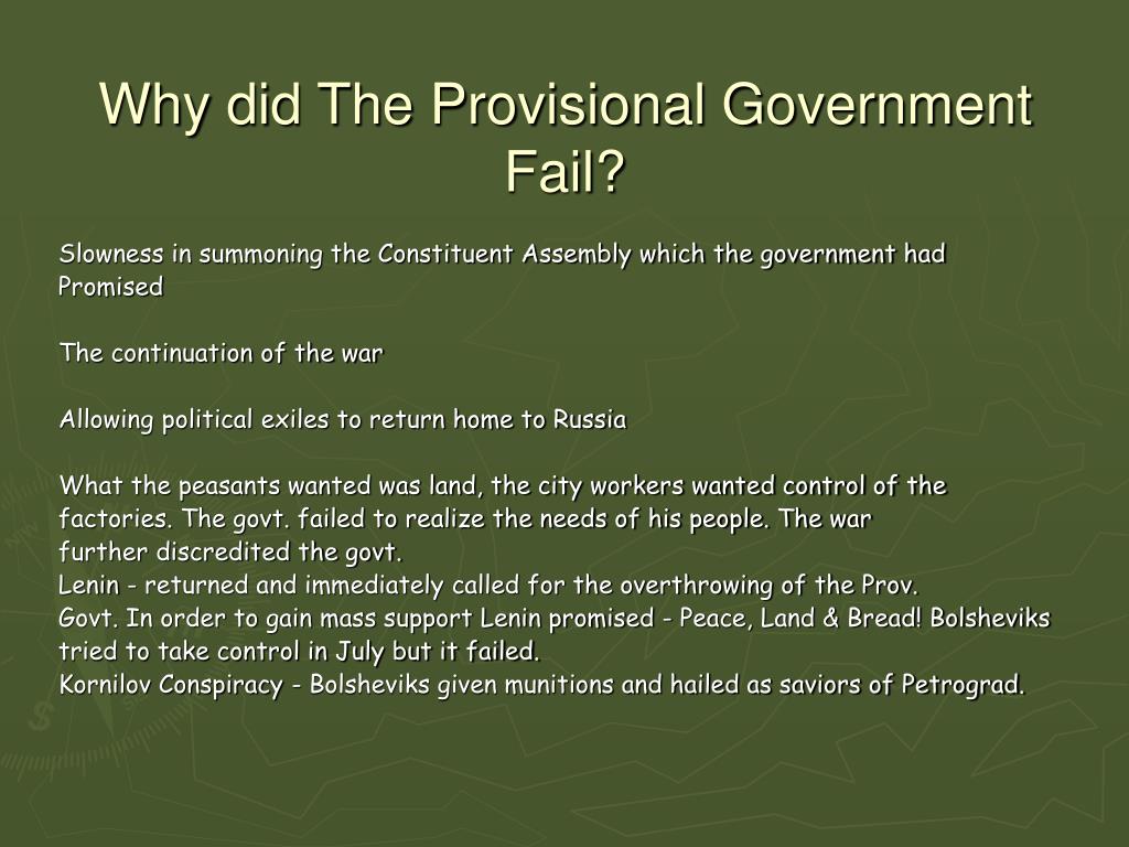 Why Did The Provisional Government Fail