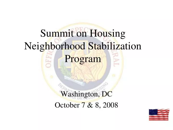 PPT Summit on Housing Neighborhood Stabilization Program PowerPoint