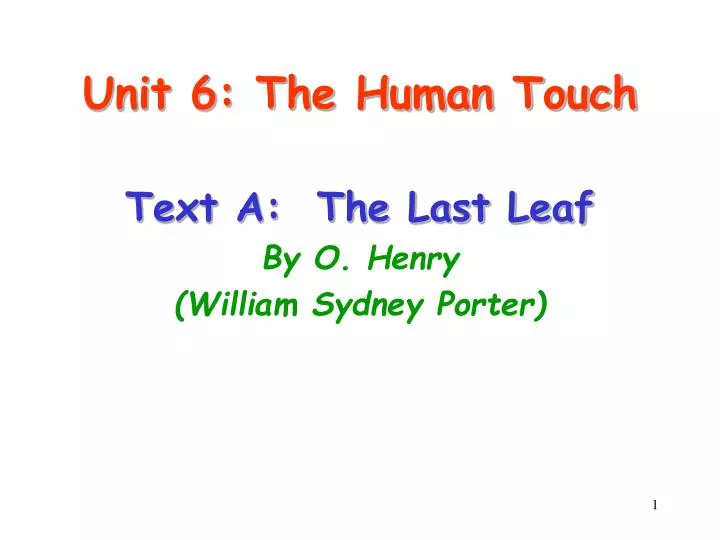 unit 6 the human touch n.