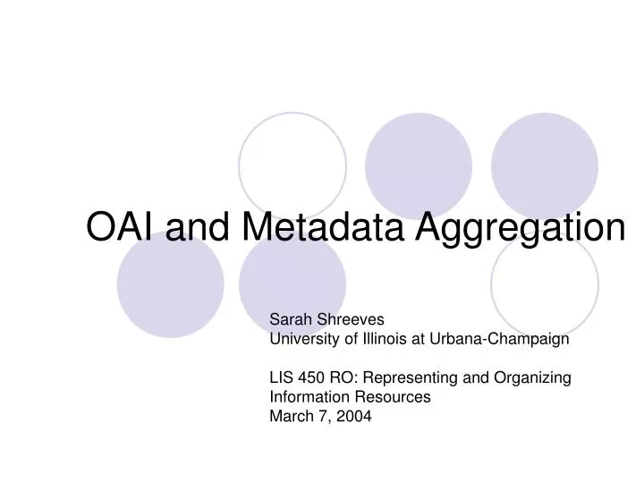 oai and metadata aggregation n.