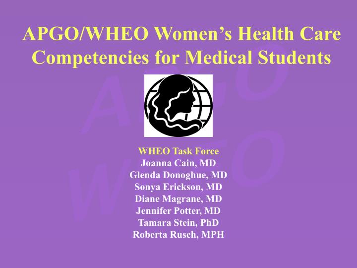 apgo wheo women s health care competencies for medical students n.