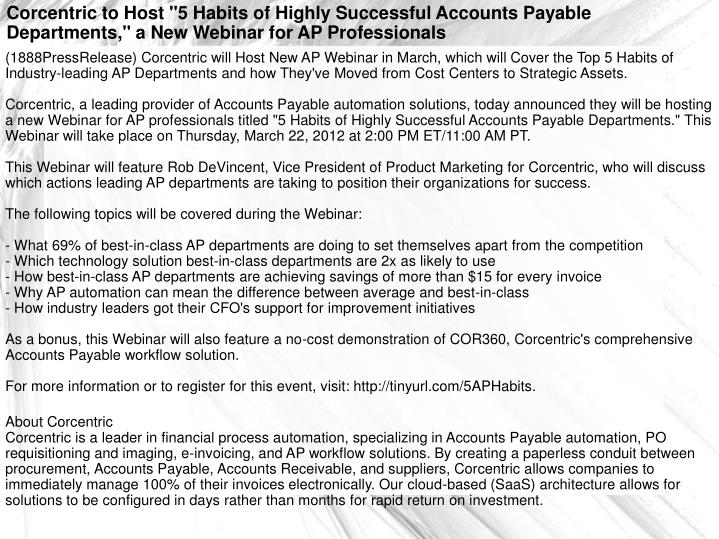 PPT Corcentric To Host 5 Habits Of Highly Successful Accounts P 