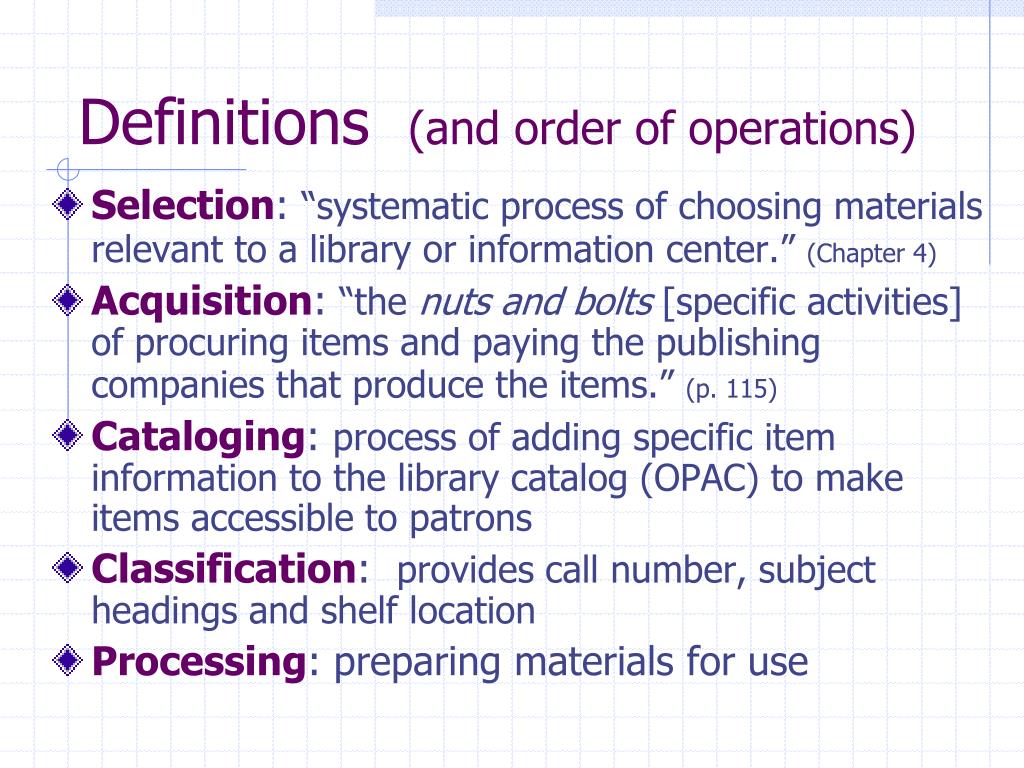 PPT - Library Technical Services: Acquisitions, Cataloging and ...