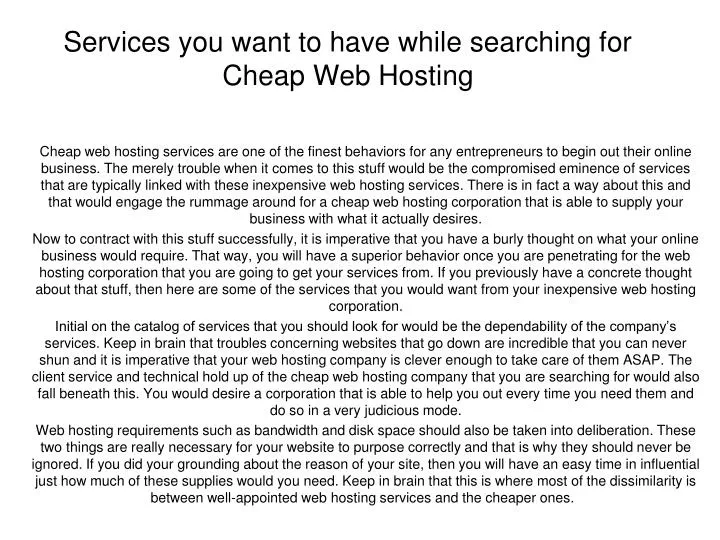 services you want to have while searching for cheap web hosting n.