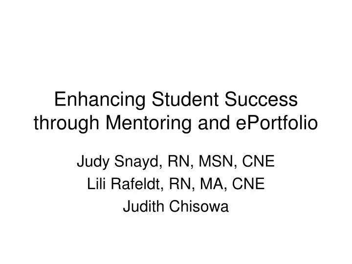 enhancing student success through mentoring and eportfolio n.