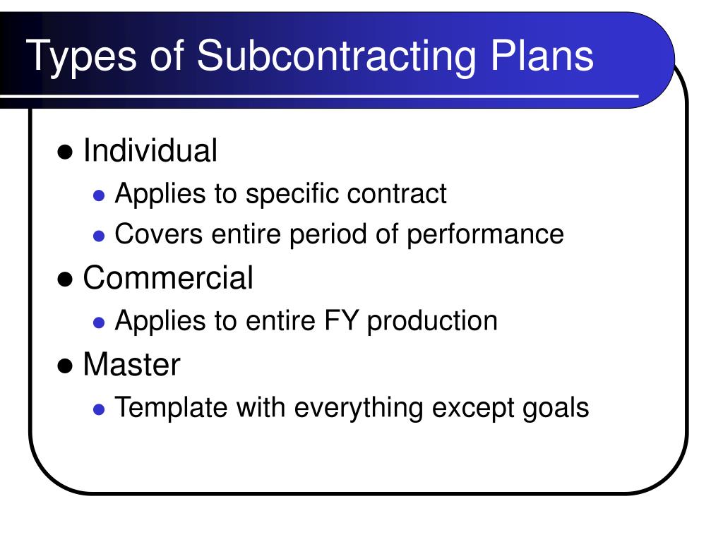 Small Business Subcontracting Plan Template