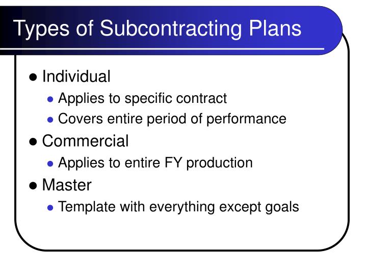 subcontracting small business plan